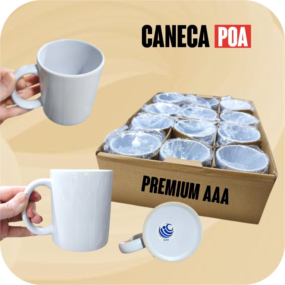 CANECA CERÂMICA BRANCA TOP PREMIUM 12 unidades