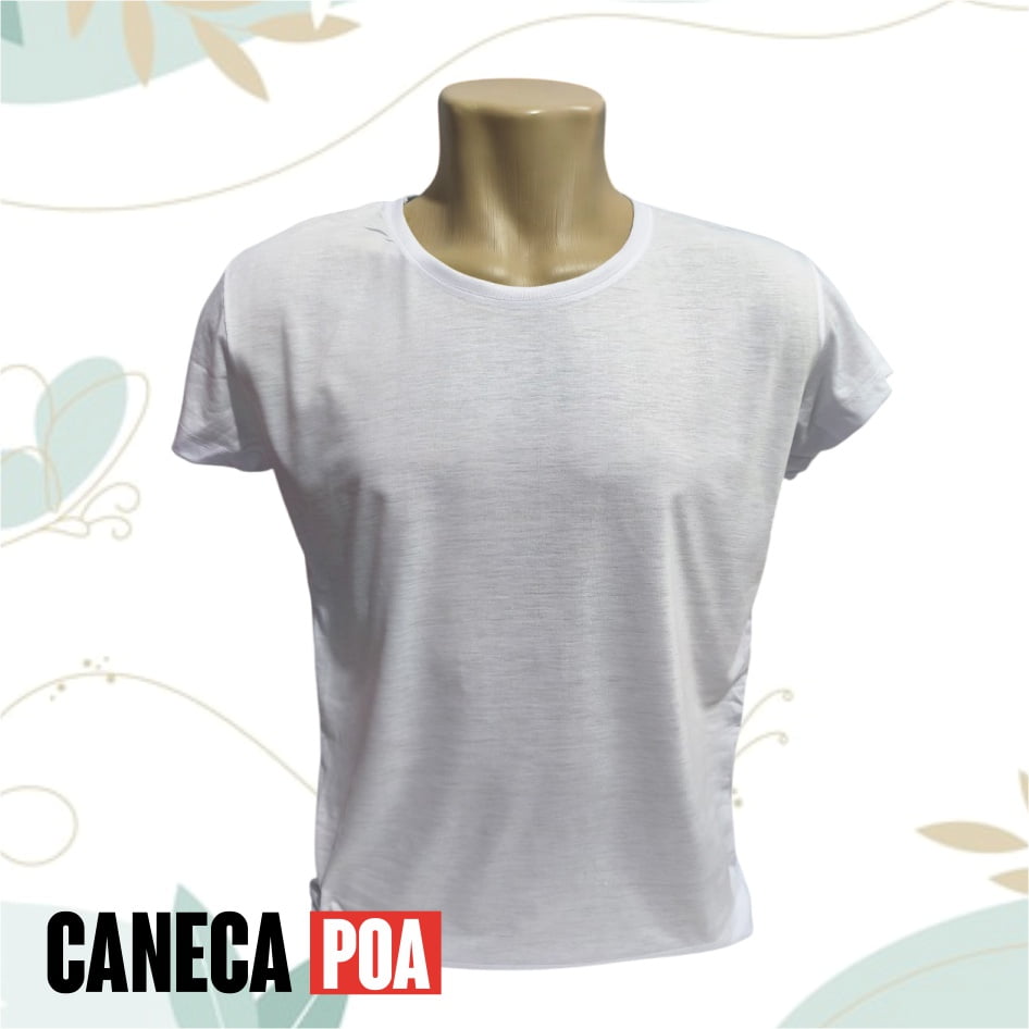 CAMISETA BABYLOOK BRANCA ADULTO POLIÉSTER