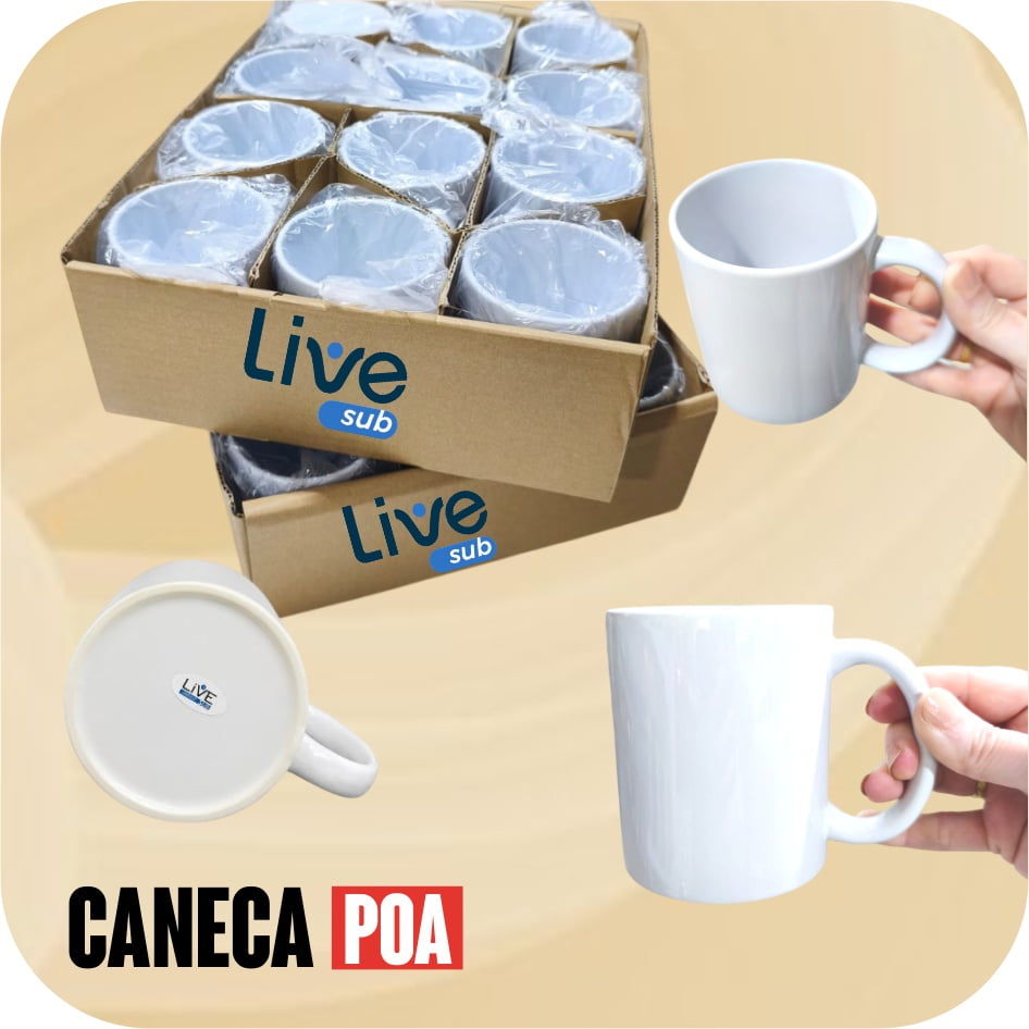 CANECA CERÂMICA BRANCA LIVE