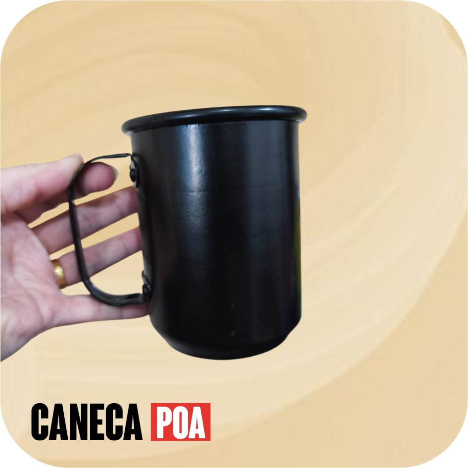 Caneca Preta Fosca de Alumínio 600ml