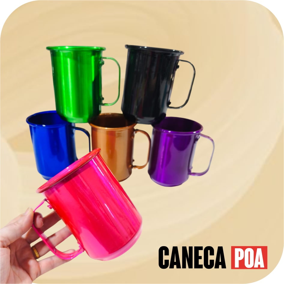 CANECA ALUMINIO COLORIDA METALIZADA 600ml