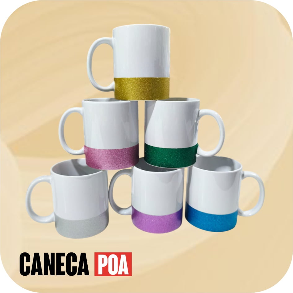 CANECA CERÂMICA BARRA GLITTER