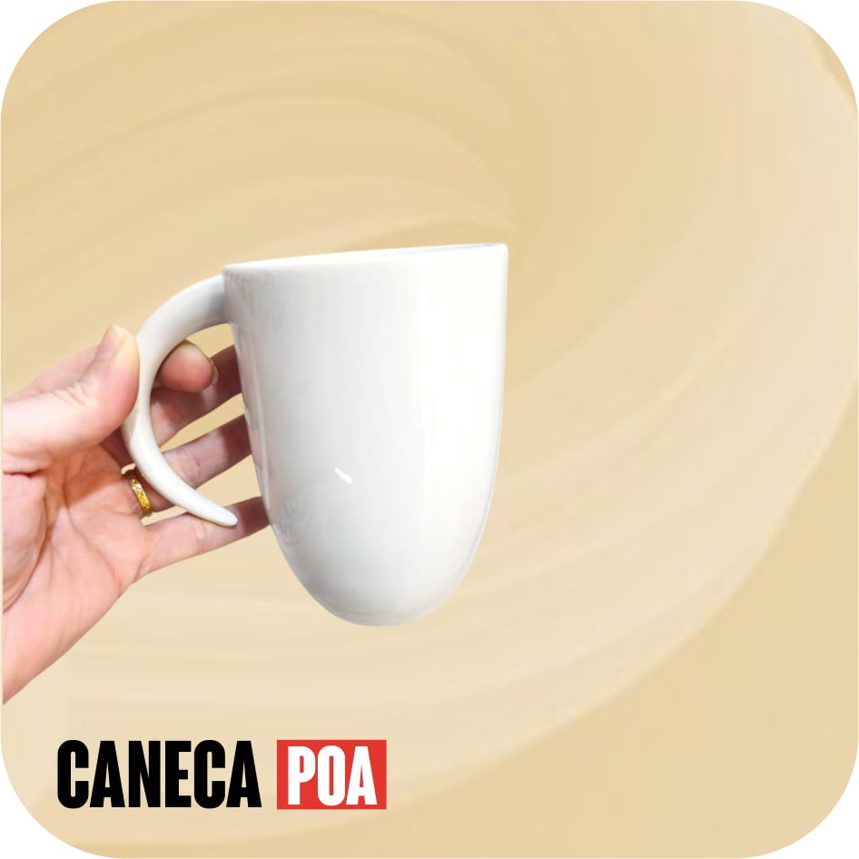CANECA CERÂMICA BRANCA ALÇA LUA