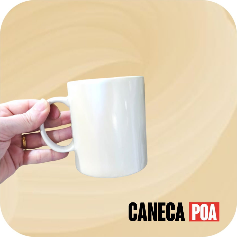 CANECA CERÂMICA BRANCA FURTA COR