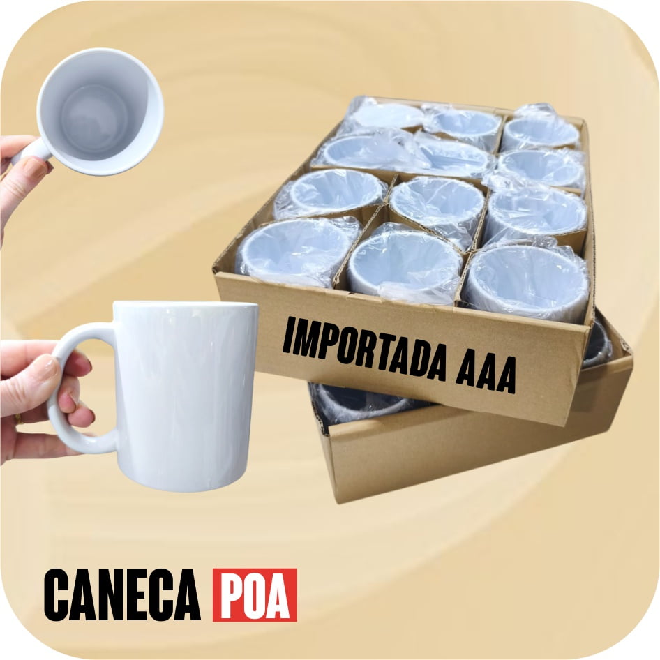CANECA CERÂMICA BRANCA IMPORTADA - 1ºLINHA - 24 unidades