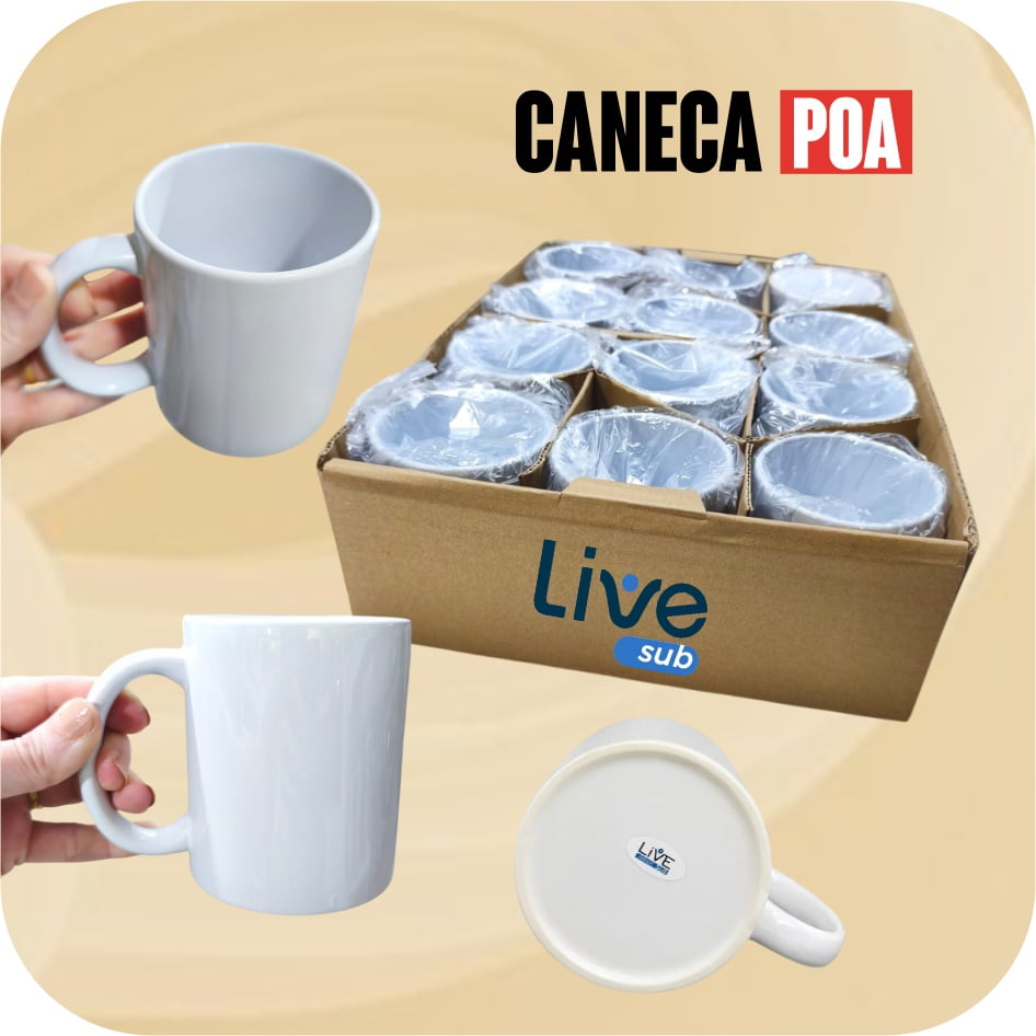 CANECA CERÂMICA BRANCA LIVE