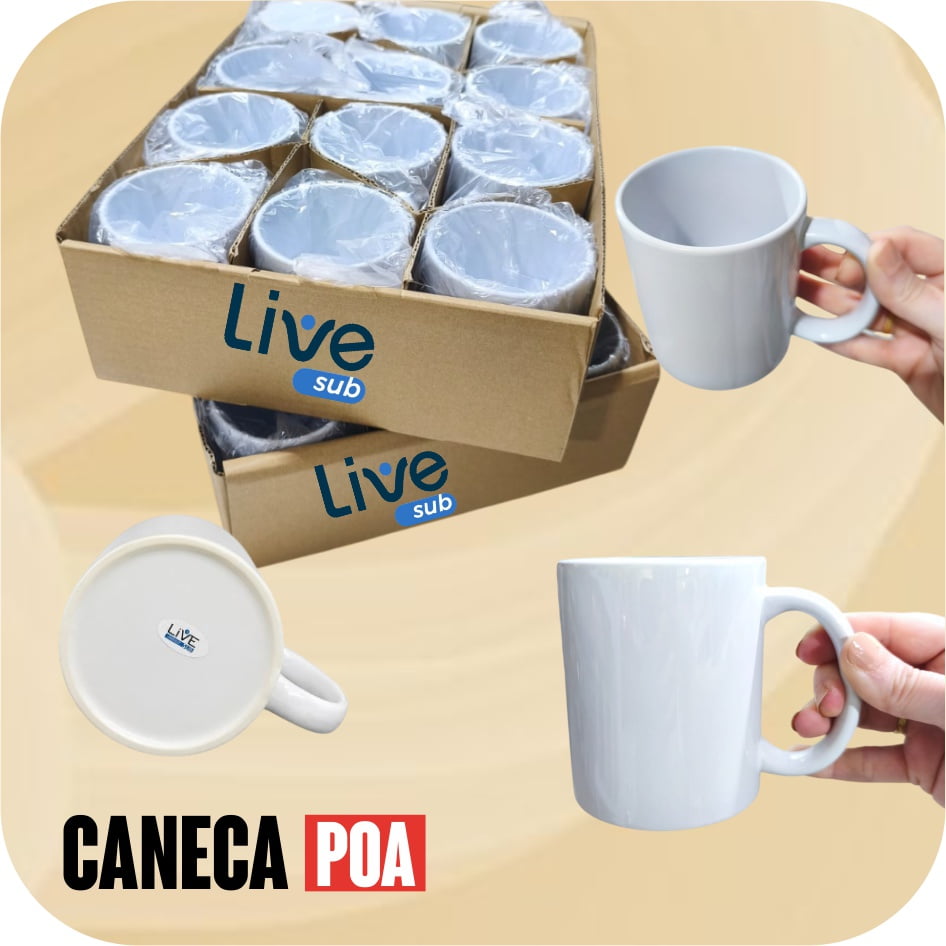 CANECA CERÂMICA BRANCA LIVE