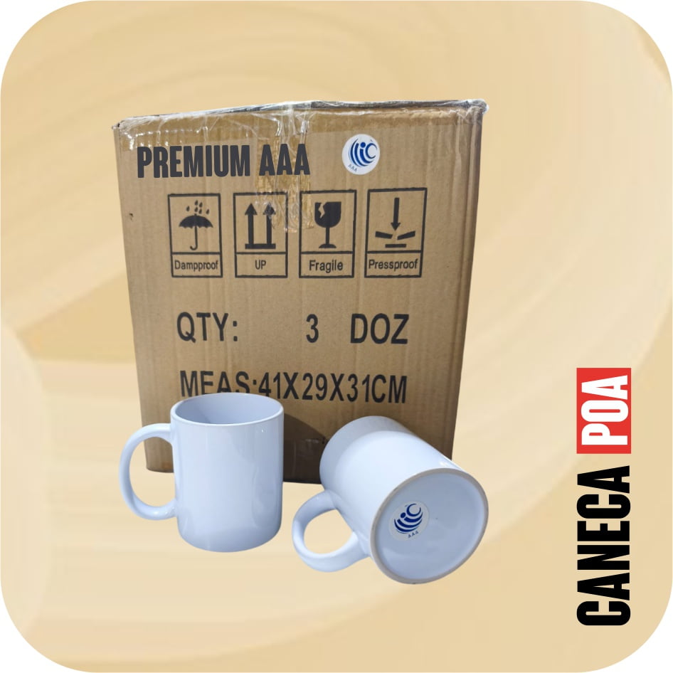 CANECA CERÂMICA BRANCA TOP PREMIUM - CAIXA
