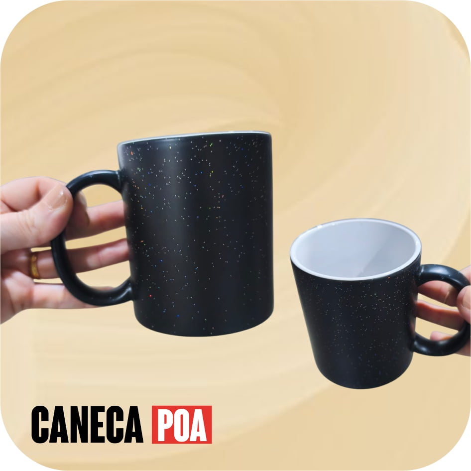 CANECA CERÂMICA MÁGICA FOSCA COM GLITER