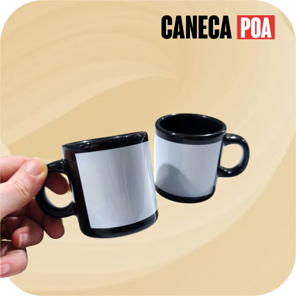 CANECA CERÂMICA MINI TARJA BRANCA 100ML - SUBLIME