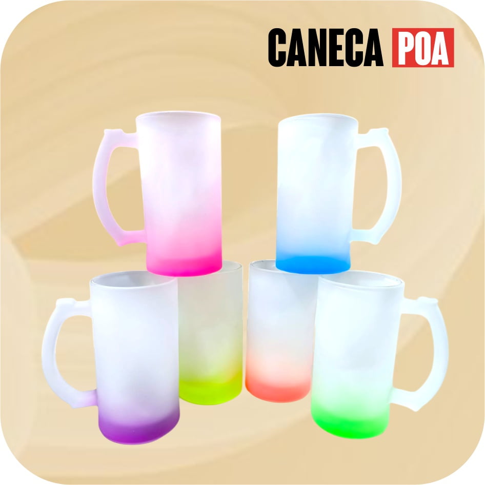 CANECA VIDRO JATEADO DE CHOPP COLORIDA - 475ML