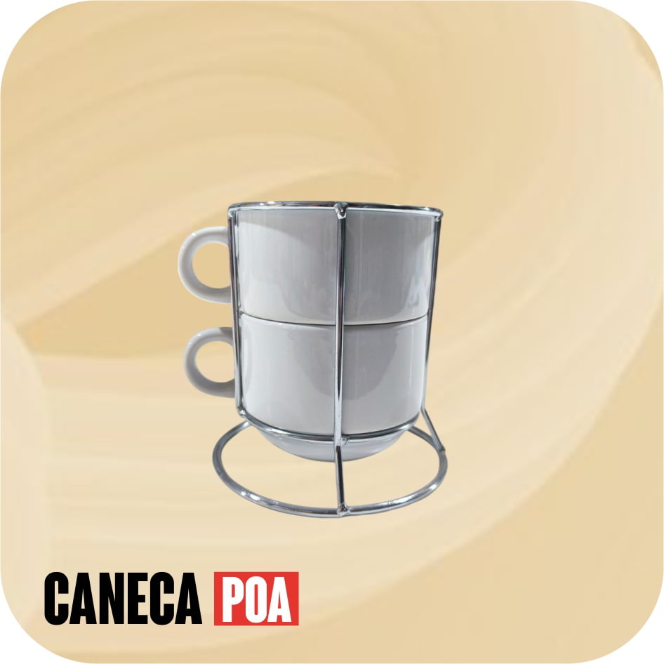 TORRE METALICA 2 XICARAS BRANCA 180ML