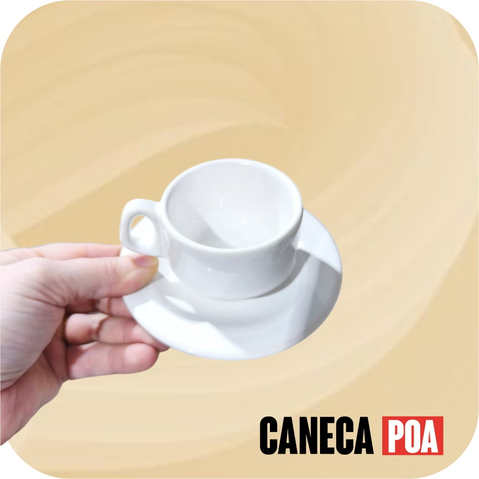 XICARA CERÂMICA BRANCA COM PIRES 75ML