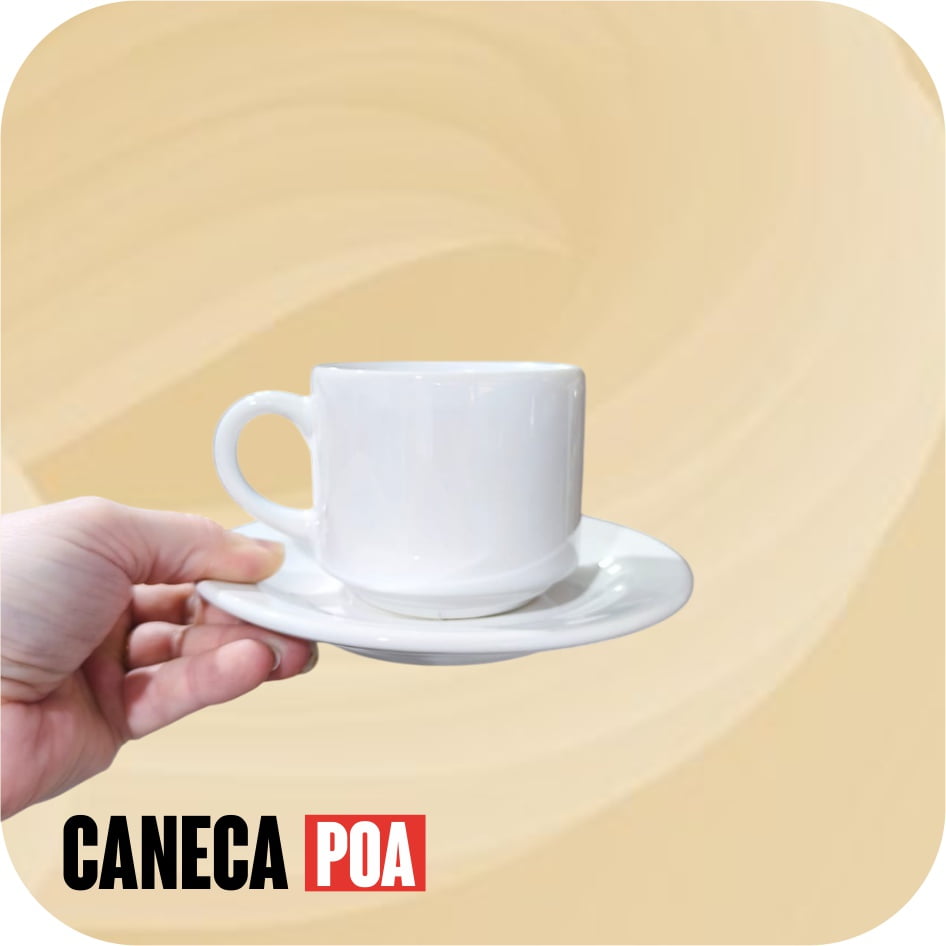 XICARA CERÂMICA BRANCA DE CAFÉ 180ML C/PIRES SUBLIME