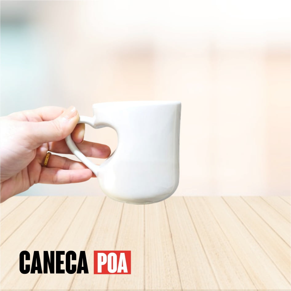 CANECA CERÂMICA BRANCA CORAÇÃO