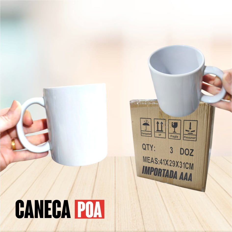 CANECA CERÂMICA BRANCA IMPORTADA - 1ºLINHA - CAIXA