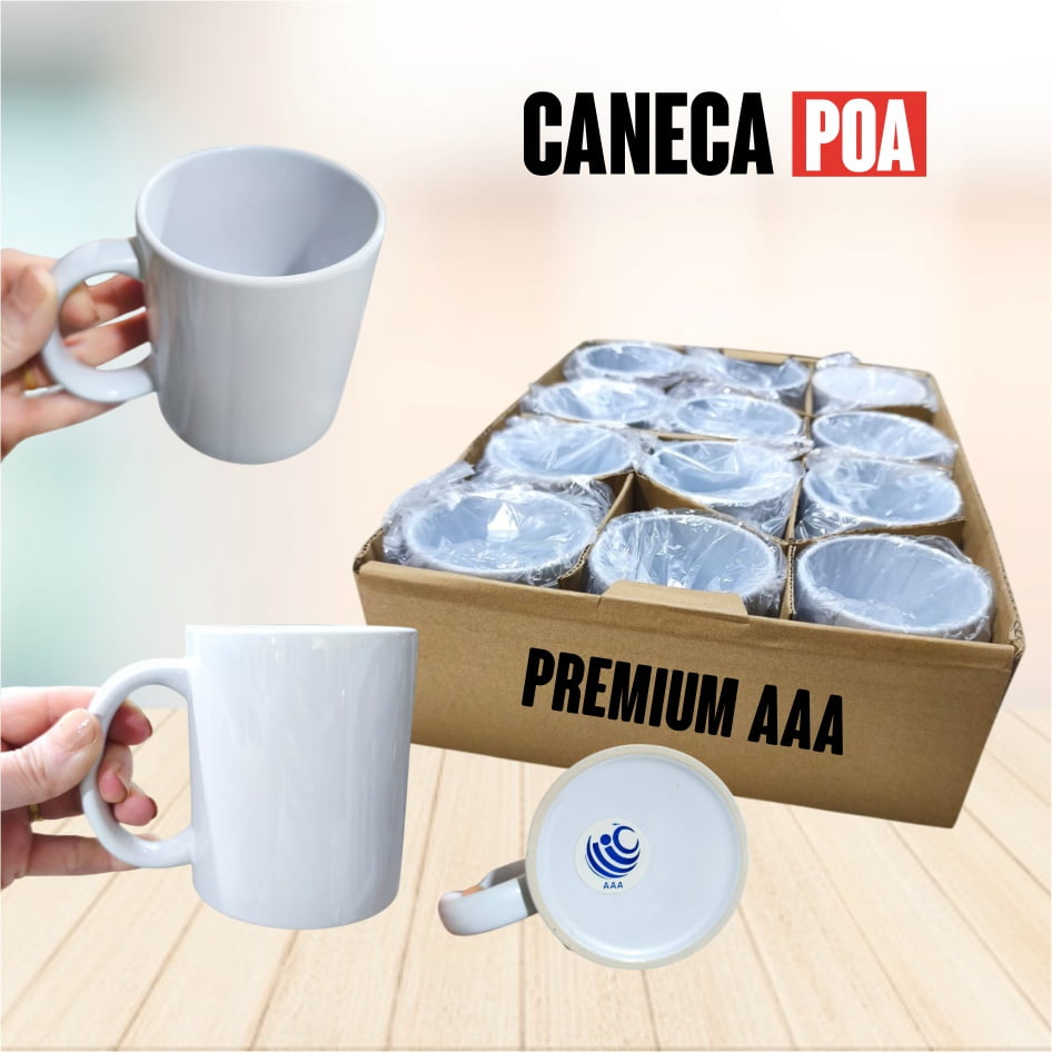 CANECA CERÂMICA BRANCA TOP PREMIUM 12 unidades