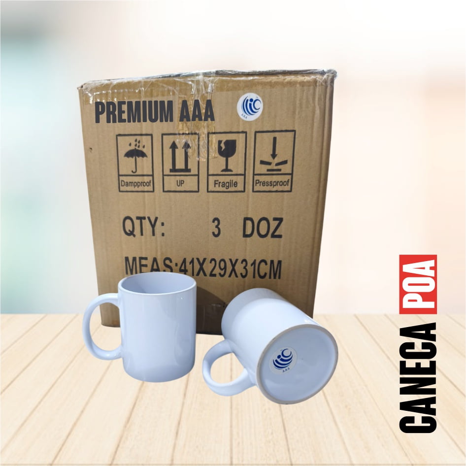 CANECA CERÂMICA BRANCA TOP PREMIUM - CAIXA