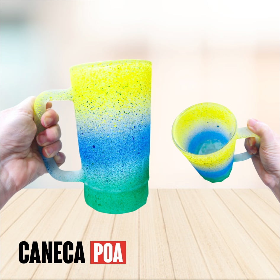 CANECA VIDRO JATEADO CHOPP BRASIL 550ML