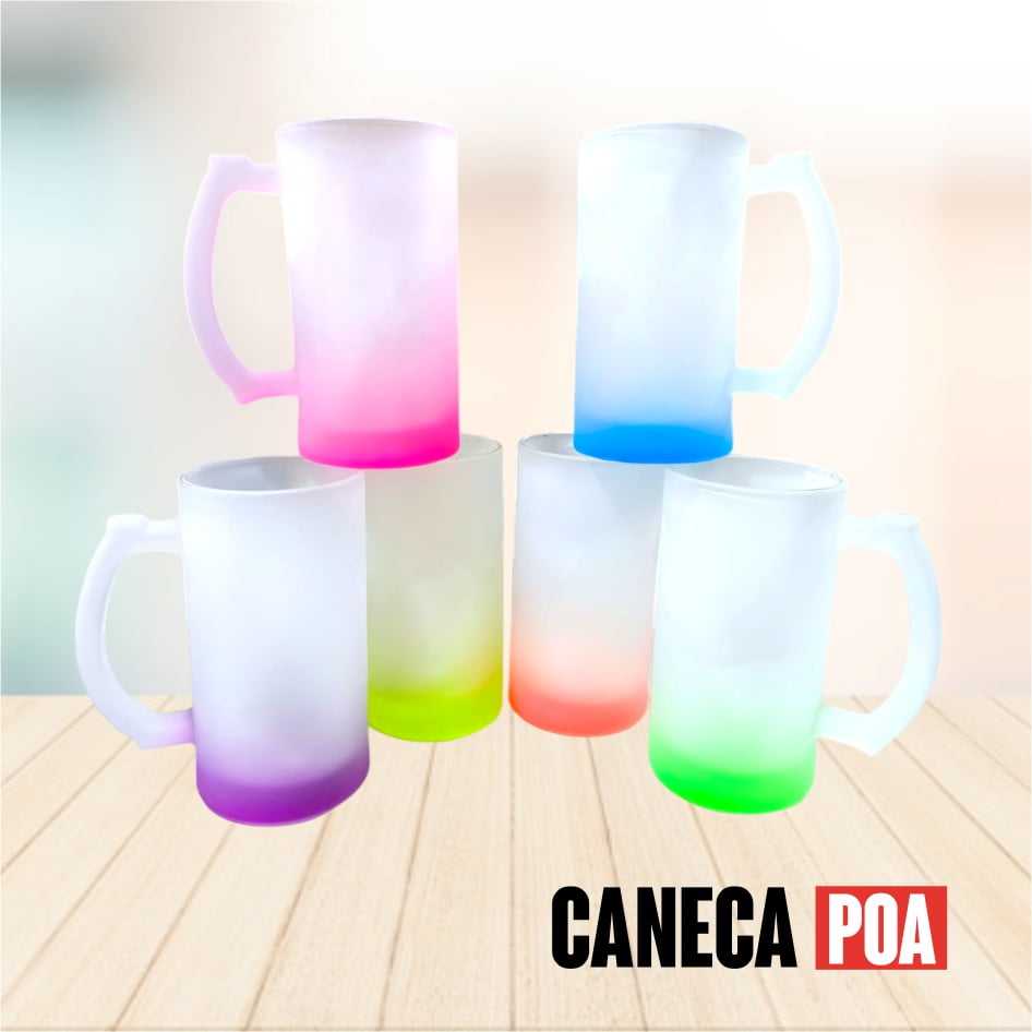 CANECA VIDRO JATEADO DE CHOPP COLORIDA - 475ML