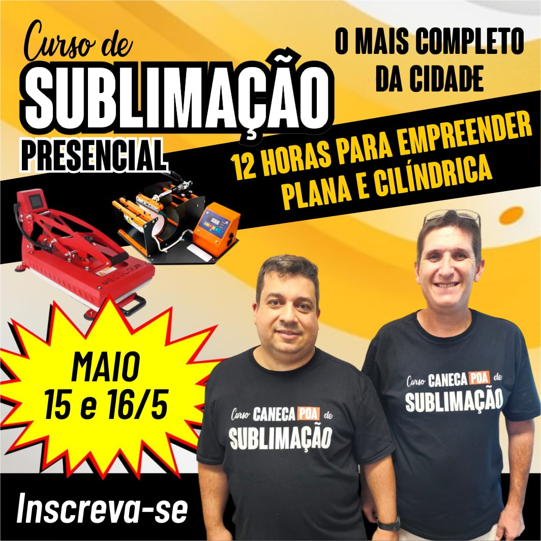 Curso Presencial de Sublimação - Prensa Plana e Cilíndrica