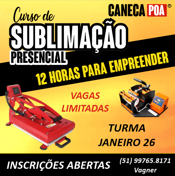 Curso Presencial de Sublimação - Prensa Plana e Cilíndrica