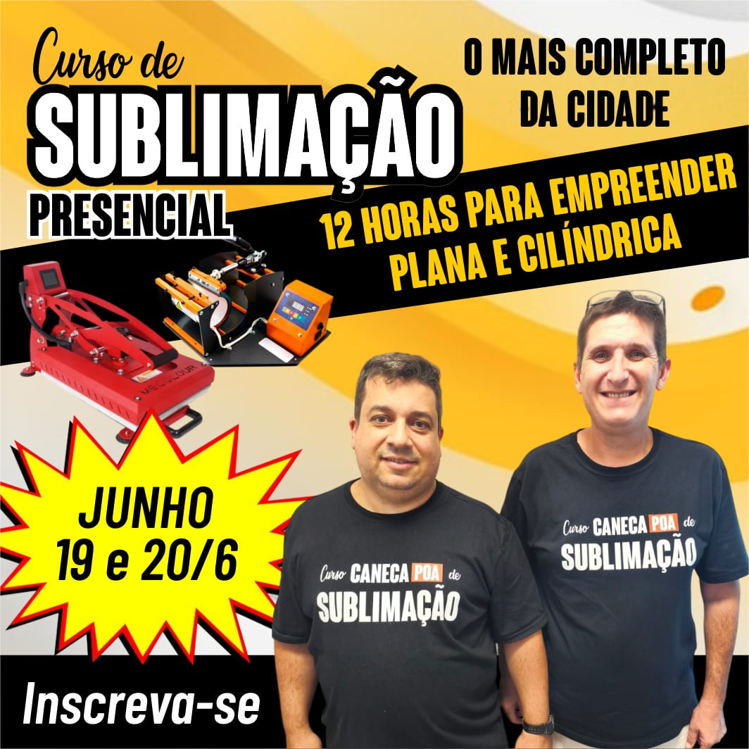 Curso Presencial de Sublimação - Prensa Plana e Cilíndrica