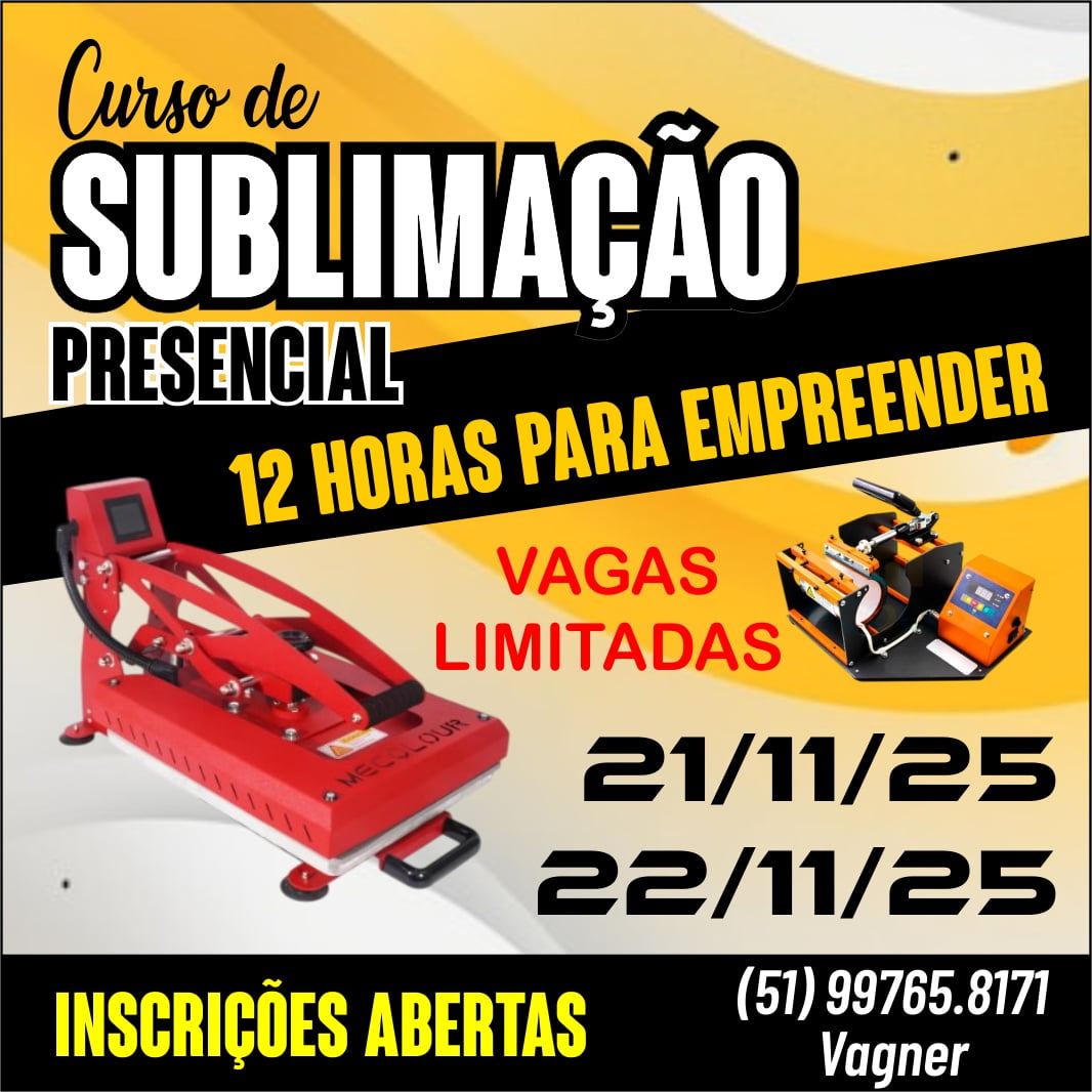 Curso Presencial de Sublimação - Prensa Plana e Cilíndrica