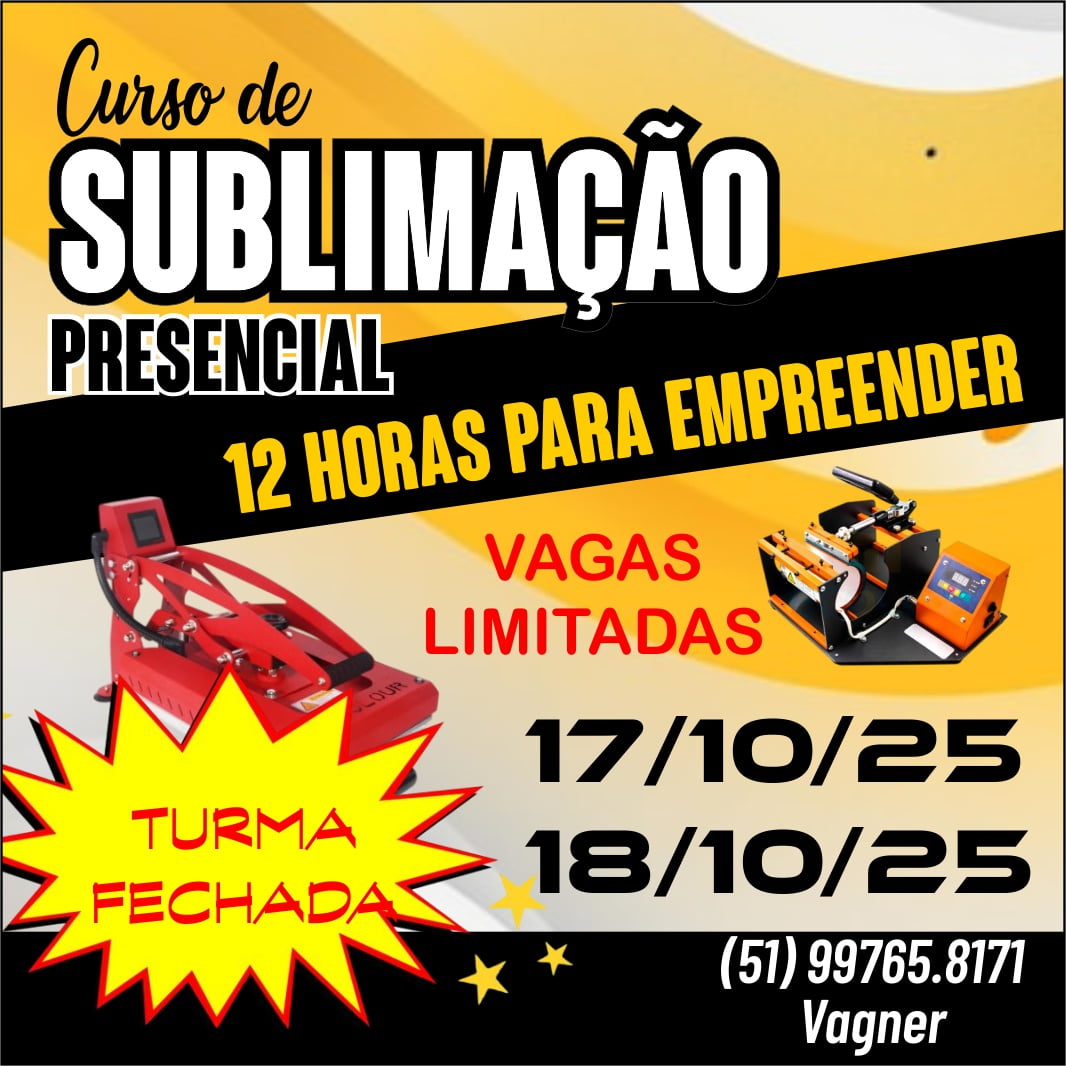 Curso Presencial de Sublimação - Prensa Plana e Cilíndrica