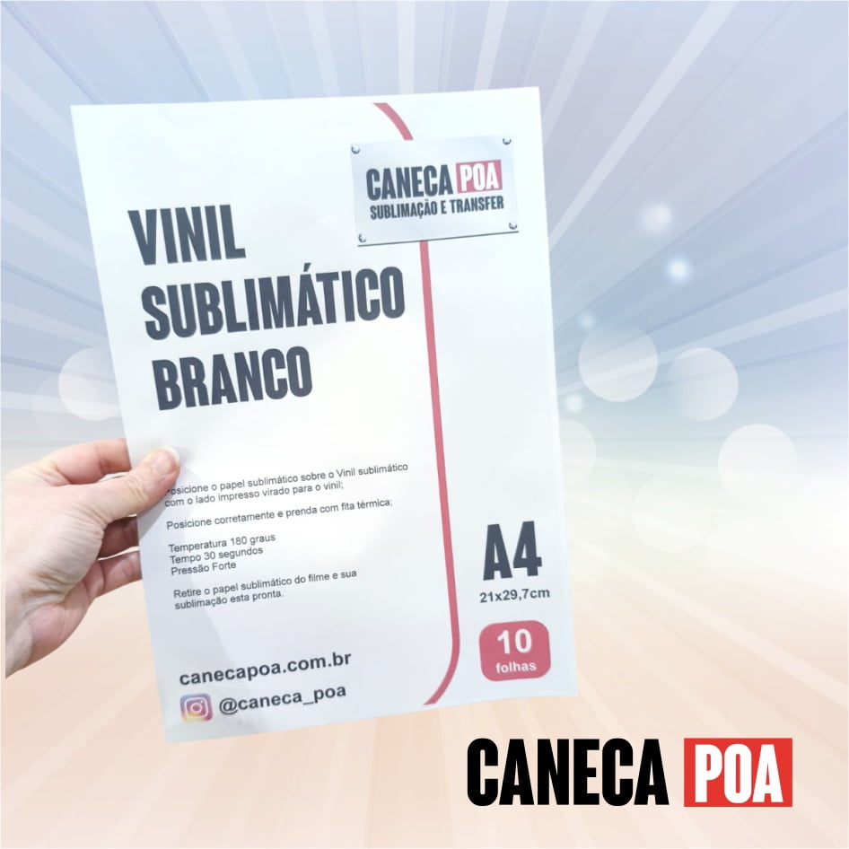 VINIL SUBLIMÁTICO BRANCO - 10 FOLHAS
