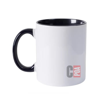 CANECA CERÂMICA BRANCA COM ALÇA E INTERNO COLORIDA