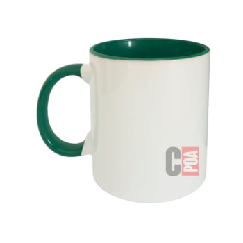 CANECA CERÂMICA BRANCA COM ALÇA E INTERNO COLORIDA