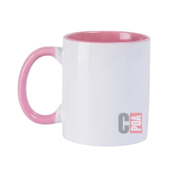 CANECA CERÂMICA BRANCA COM ALÇA E INTERNO COLORIDA