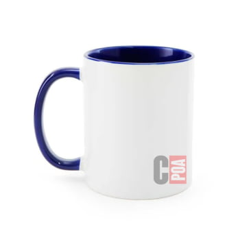 CANECA CERÂMICA BRANCA COM ALÇA E INTERNO COLORIDA