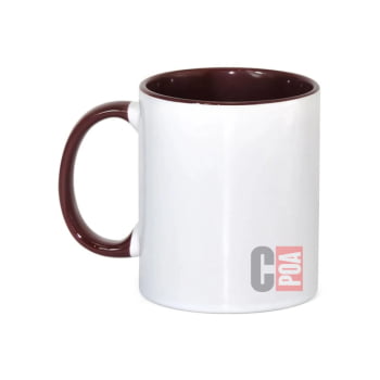 CANECA CERÂMICA BRANCA COM ALÇA E INTERNO COLORIDA