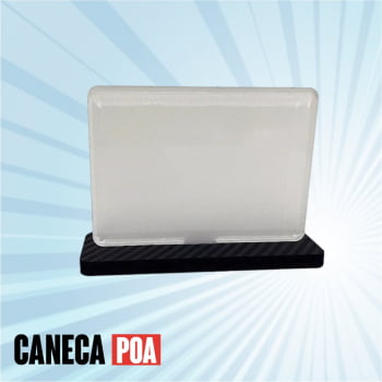 PLACA 10x7cm DE ACRÍLICO RETROVERSO BASE 6mm - ADESIVO FIBRA PRETA
