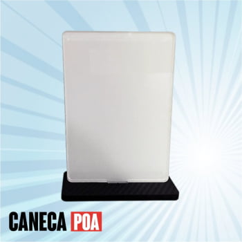 PLACA 10x15cm ACRÍLICO 4mm RETROVERSO BASE 6mm FIBRA PRETA