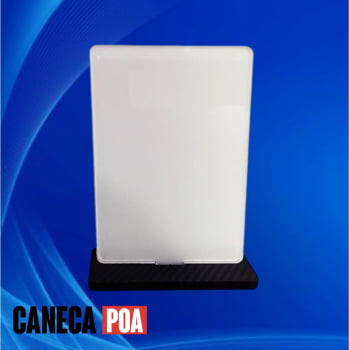 PLACA 10x15cm ACRÍLICO 4mm RETROVERSO BASE 6mm FIBRA PRETA