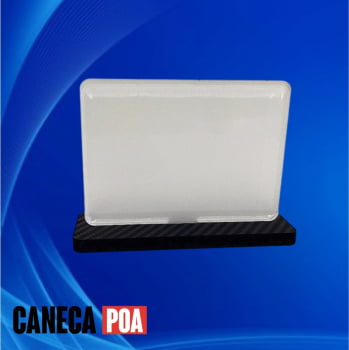 PLACA 10x7cm DE ACRÍLICO RETROVERSO BASE 6mm - ADESIVO FIBRA PRETA