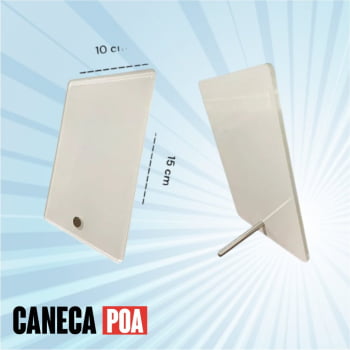 PLACA ACRÍLICA RETROVERSO VERTICAL 10x15cm - SUPORTE METAL