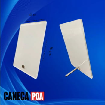 PLACA ACRÍLICA RETROVERSO VERTICAL 10x15cm - SUPORTE METAL