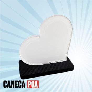 TOTEM CORAÇÃO 71x74mm ACRÍLICO RETROVERSO BASE 6mm FIBRA PRETA