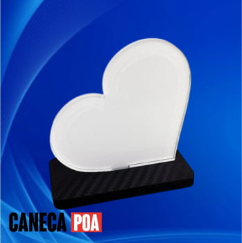 TOTEM CORAÇÃO 71x74mm ACRÍLICO RETROVERSO BASE 6mm FIBRA PRETA