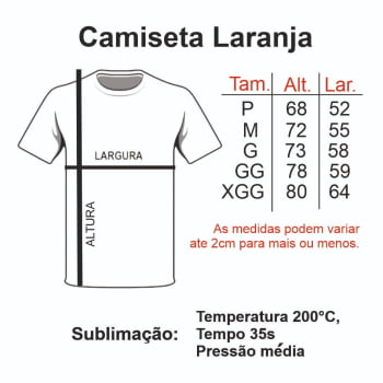CAMISETA LARANJA ADULTO POLIÉSTER - P ao XGG