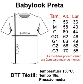 CAMISETA BABYLOOK PRETA ADULTO POLIÉSTER