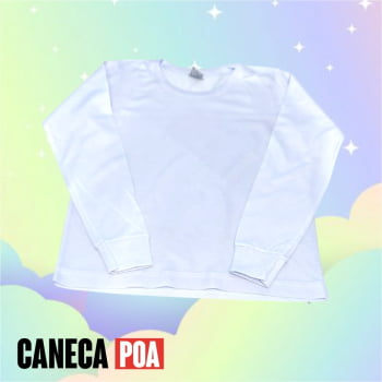CAMISETA BRANCA MANGA LONGA INFANTIL POLIÉSTER - Tam 1 ao 14
