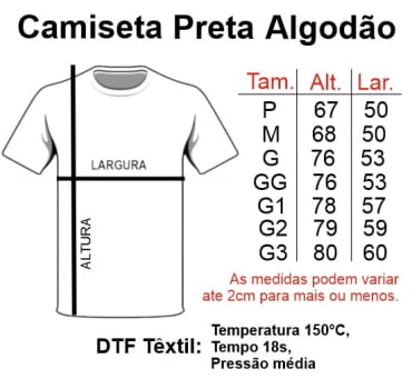 CAMISETA PRETA ADULTO ALGODÃO