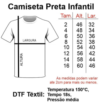 CAMISETA PRETA INFANTIL POLIÉSTER