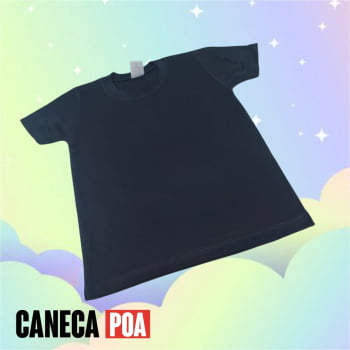 CAMISETA PRETA INFANTIL POLIÉSTER - Tam 2 ao 16