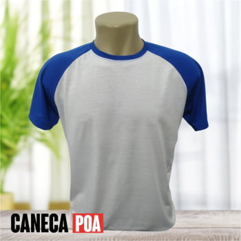 CAMISETA RAGLAN BRANCA / AZUL POLIÉSTER - P ao GG 